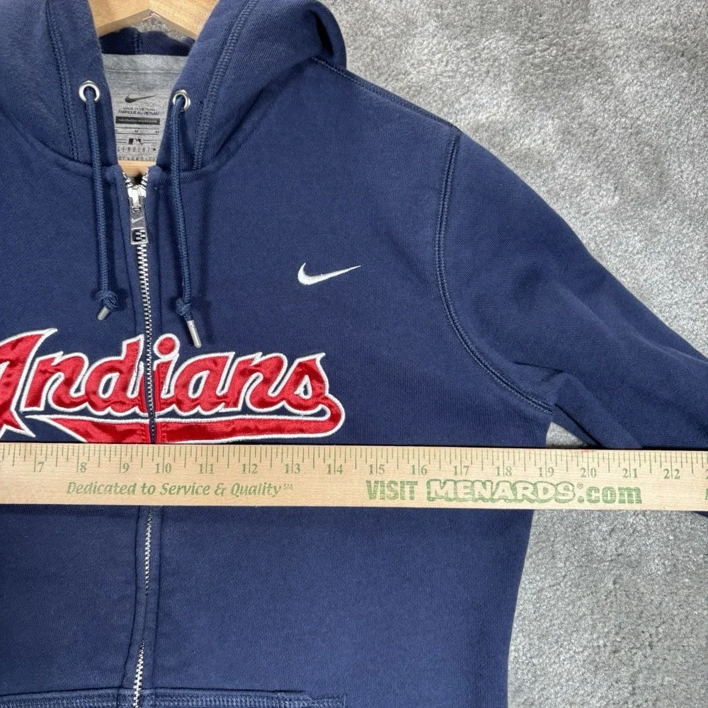 Nike Cleveland Indians Hoodie Sweatshirt Womens M Blue Full Zip Embroidered